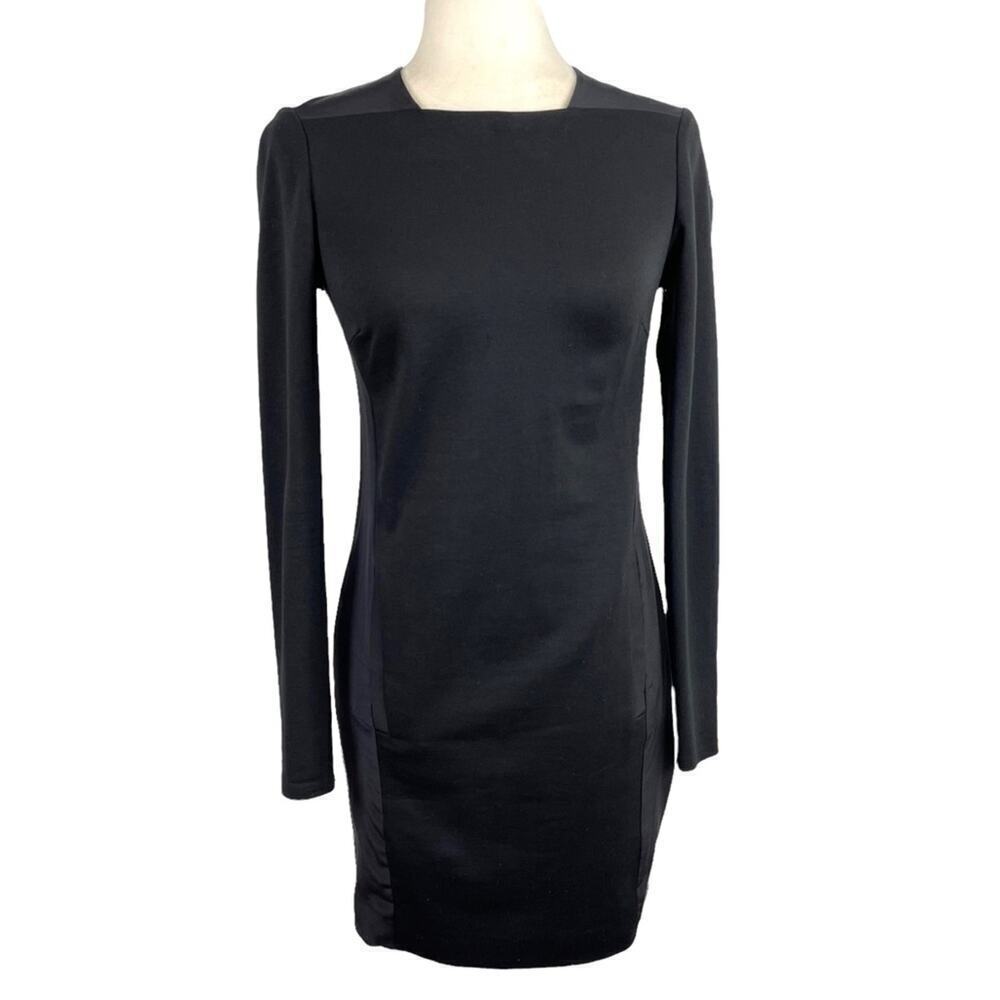 Ted Baker Womens Size 2 Desre Long Sleeve Mixed Media Mini Black Cocktail Dress